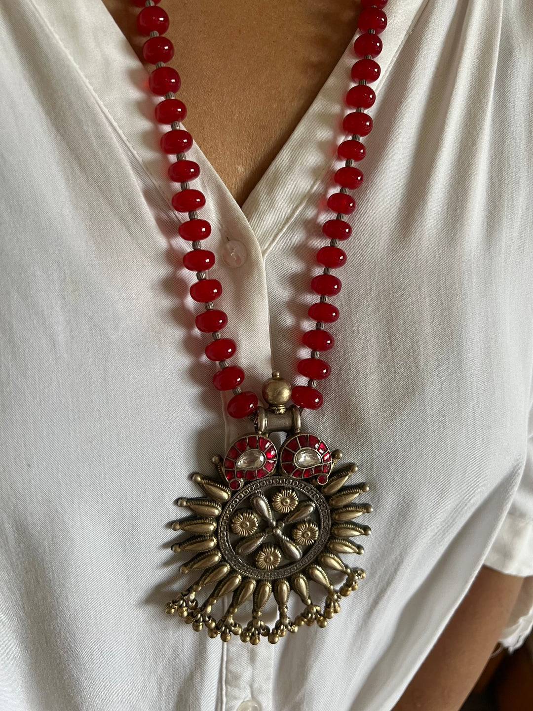 Red Onyx Pure 925 Silver Pendant Necklace