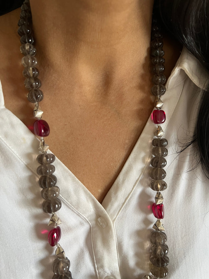 Natural Smoky Quartz Melons Pure 925 Silver Pendant Necklace