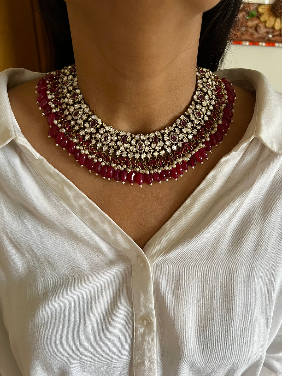 Victorian Kundan Necklace with Earrings