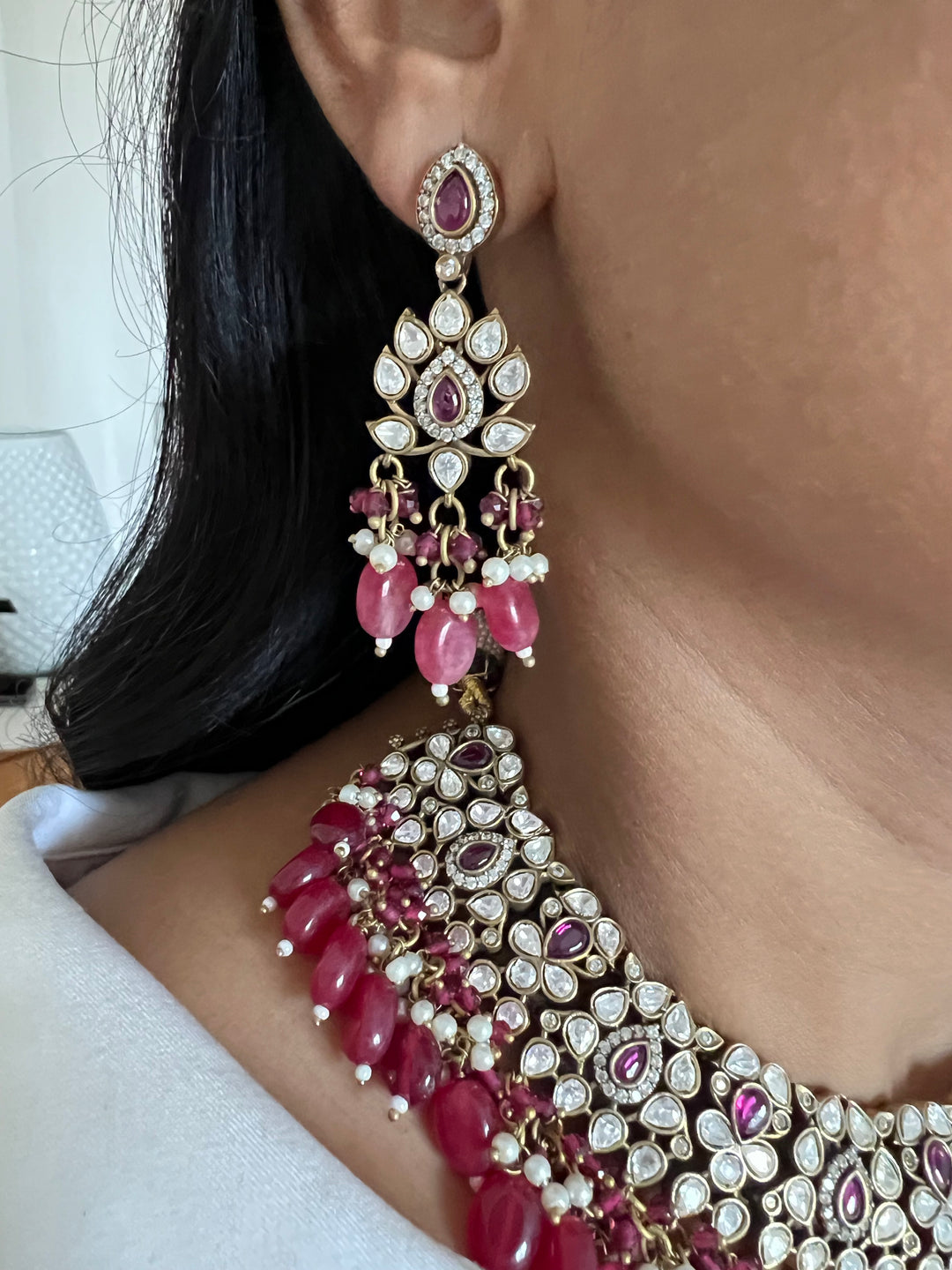 Victorian Kundan Necklace with Earrings