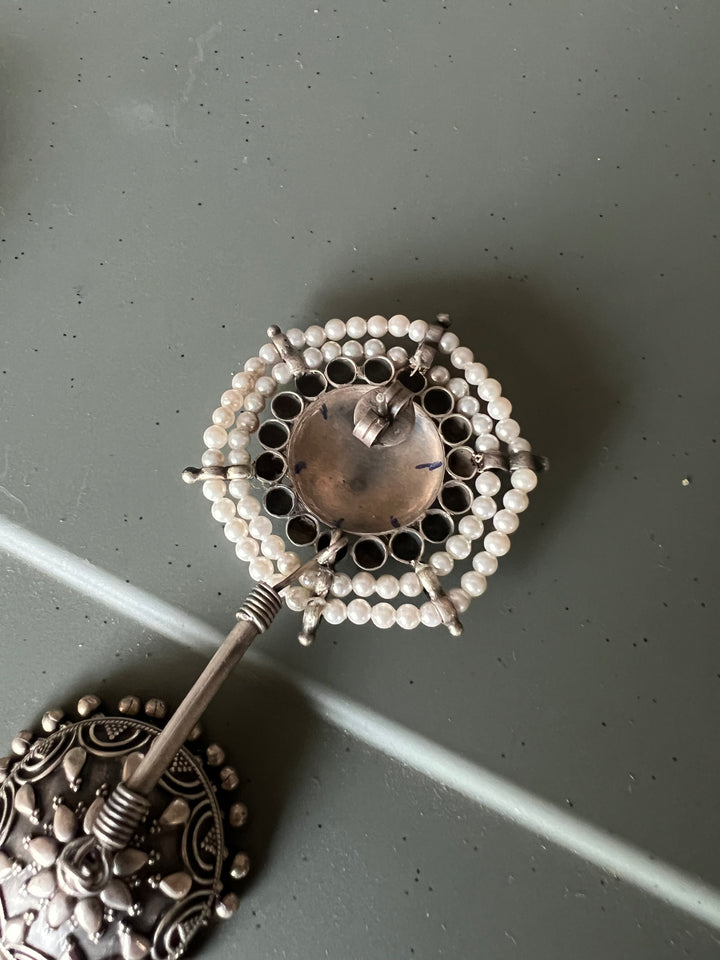 Scintillating Pure Silver 925 Kundan Stud Earrings