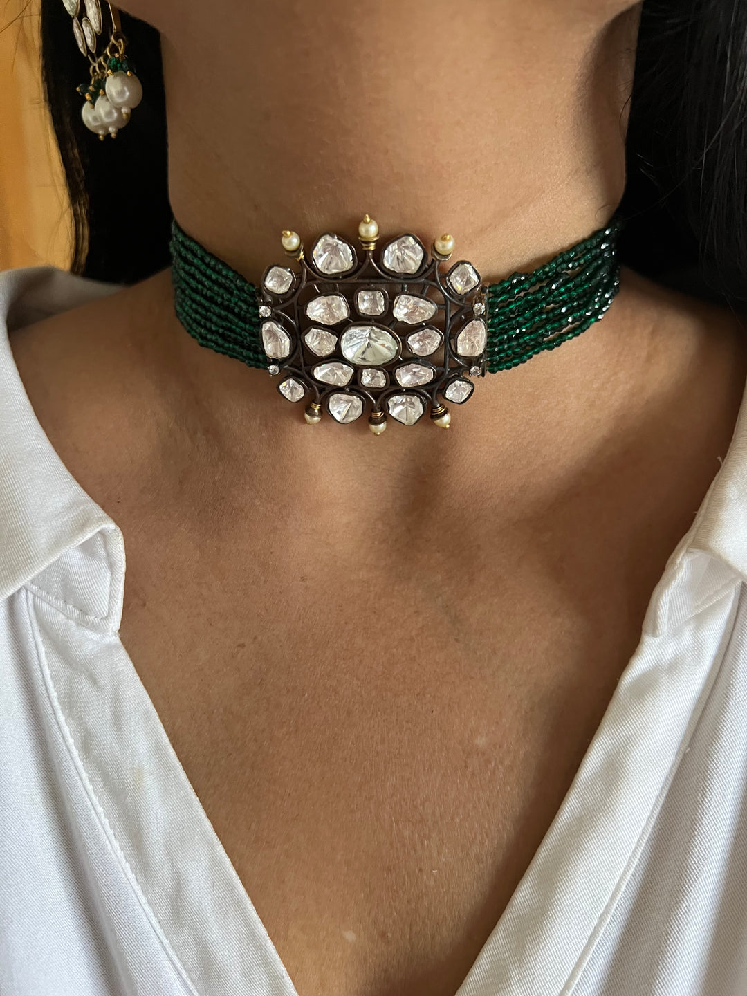 Victorian Kundan Choker with Earrings