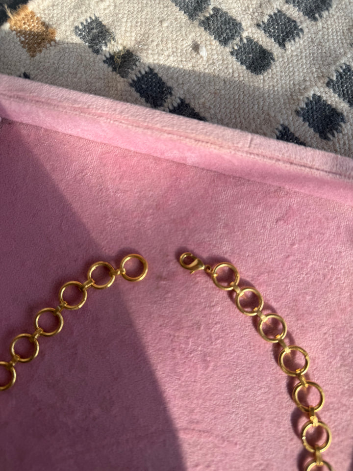 MOP and Quartz Choker – Gold Brass, Adjustable Necklace