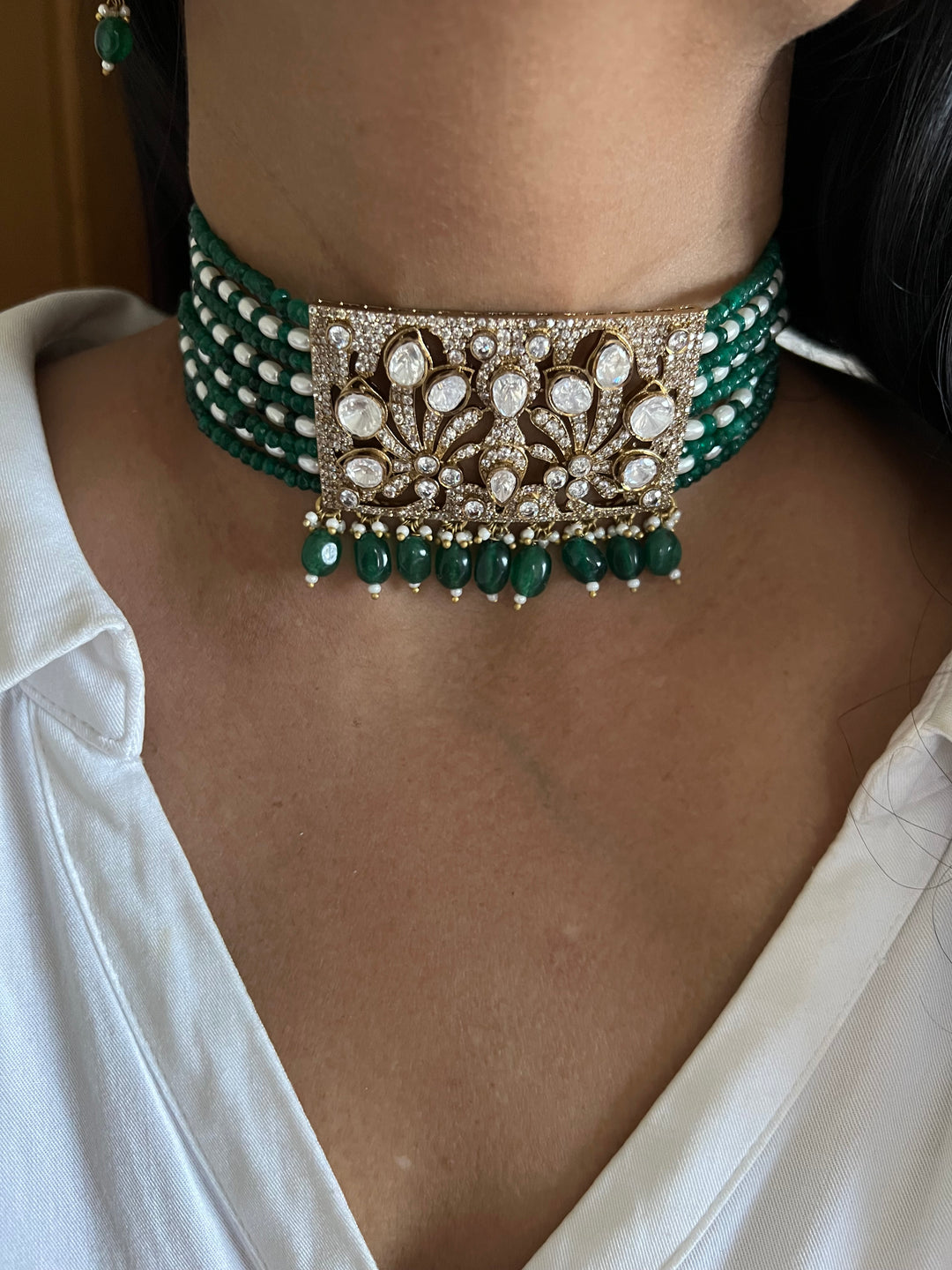 Victorian Kundan Choker with Earrings