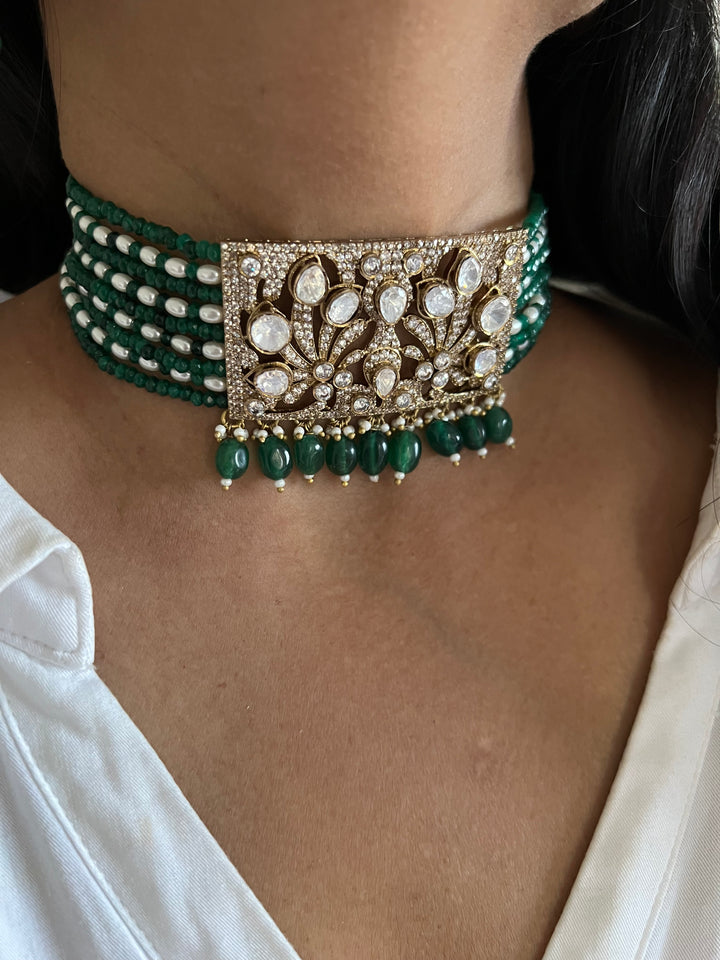 Victorian Kundan Choker with Earrings