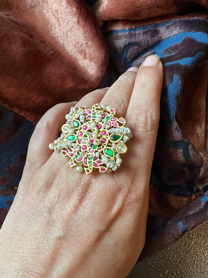 Jadau Kundan and Pearls Ring