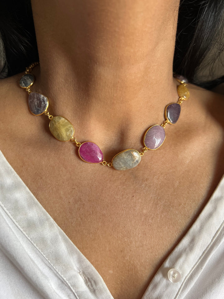 Statement Natural Multi Sapphire Necklace