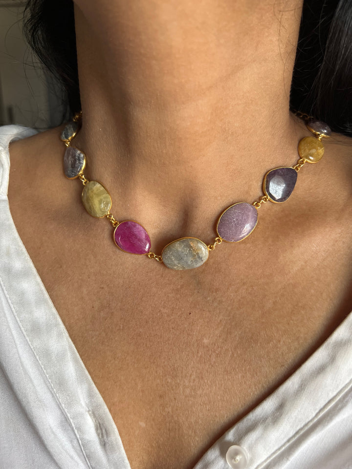 Statement Natural Multi Sapphire Necklace