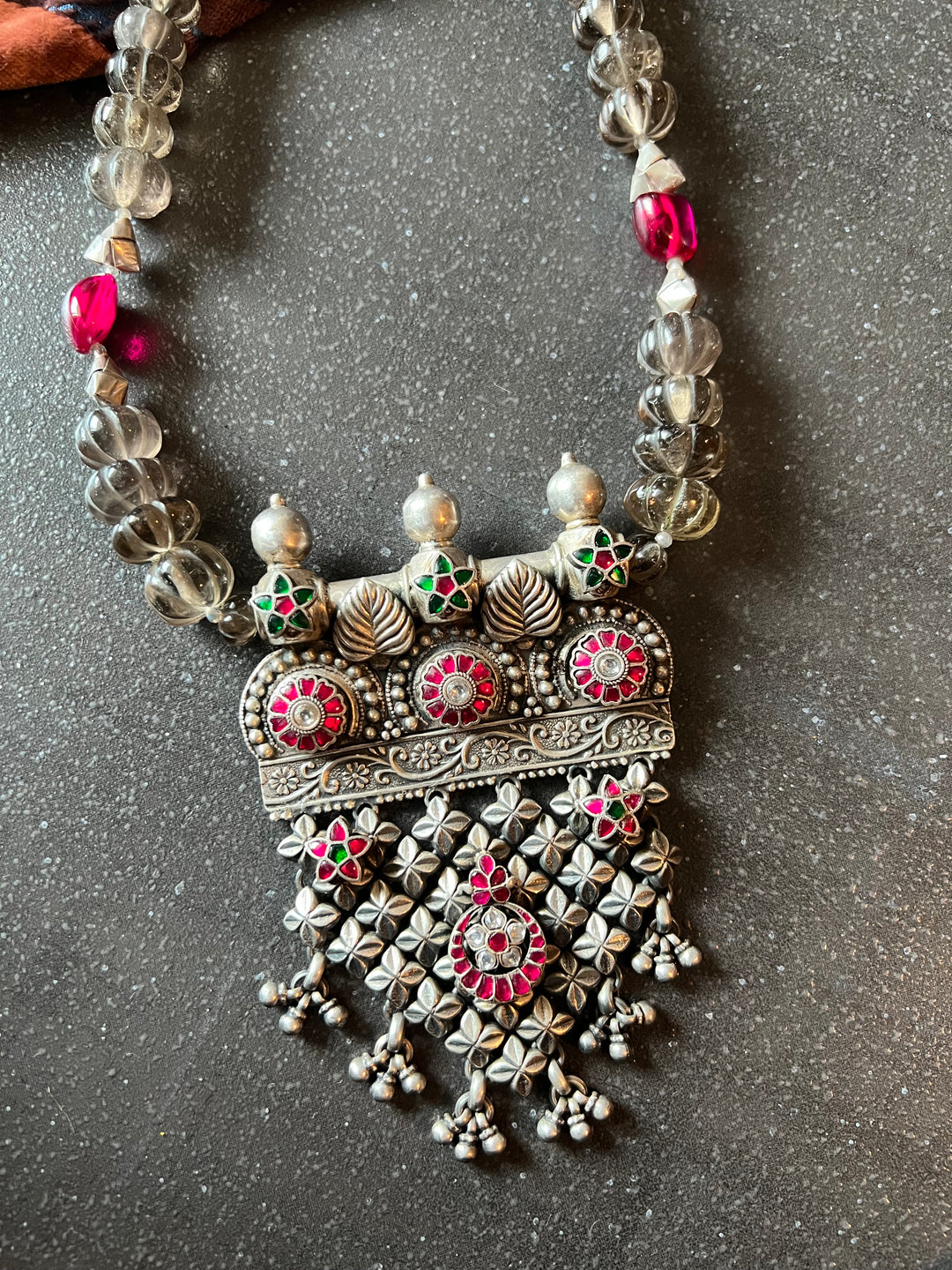 Natural Smoky Quartz Melons Pure 925 Silver Pendant Necklace