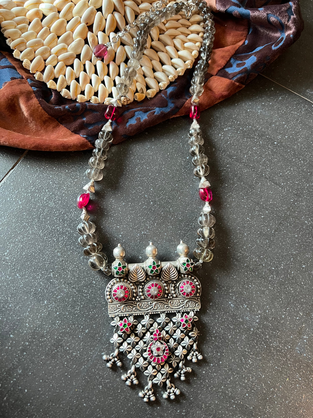 Natural Smoky Quartz Melons Pure 925 Silver Pendant Necklace