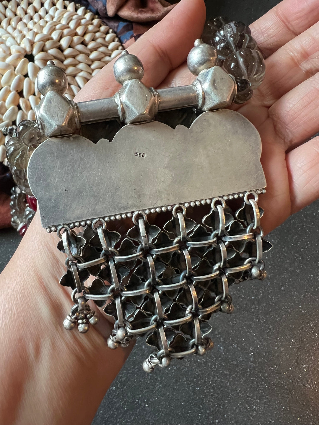 Natural Smoky Quartz Melons Pure 925 Silver Pendant Necklace