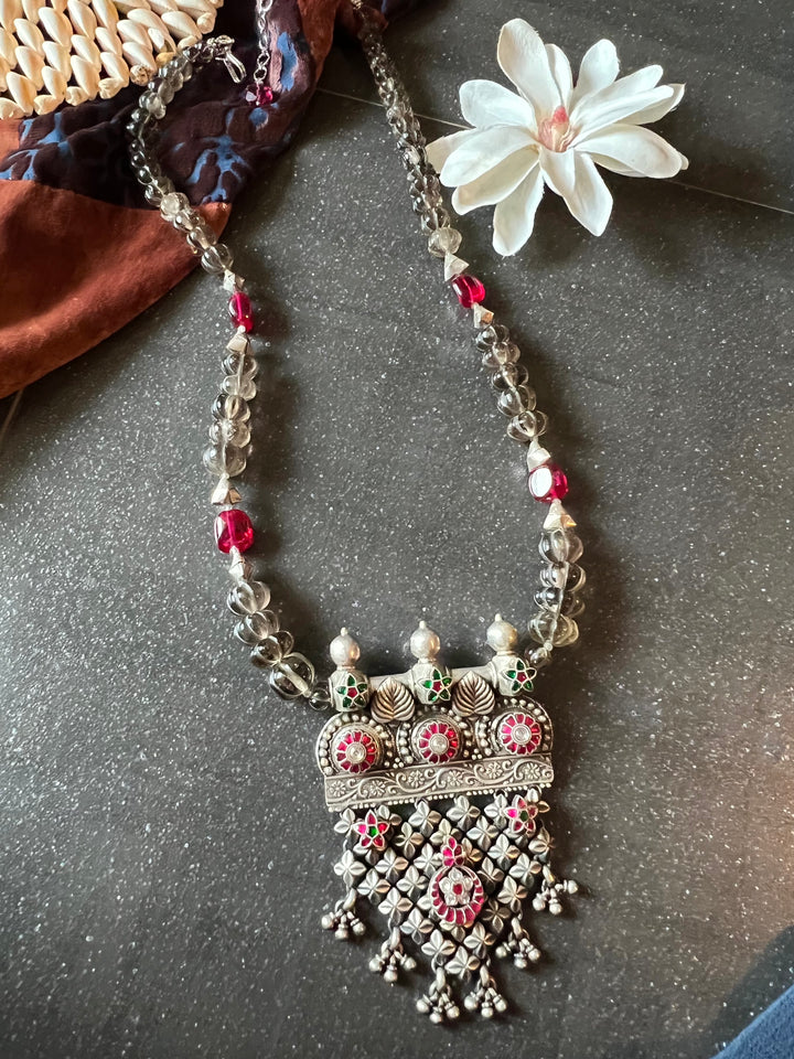 Natural Smoky Quartz Melons Pure 925 Silver Pendant Necklace