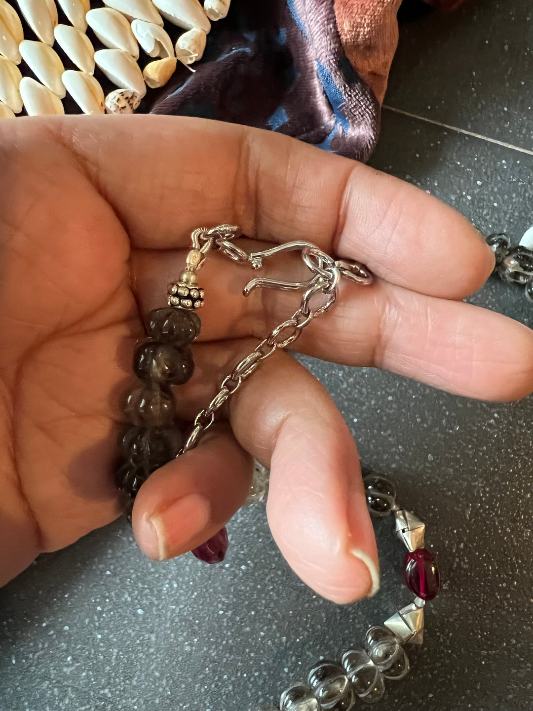 Natural Smoky Quartz Melons Pure 925 Silver Pendant Necklace