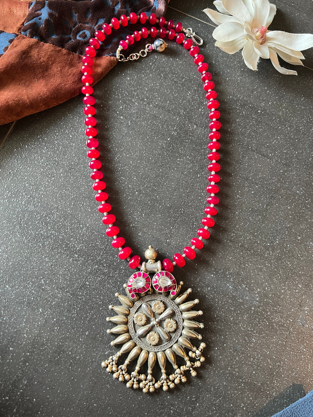 Red Onyx Pure 925 Silver Pendant Necklace