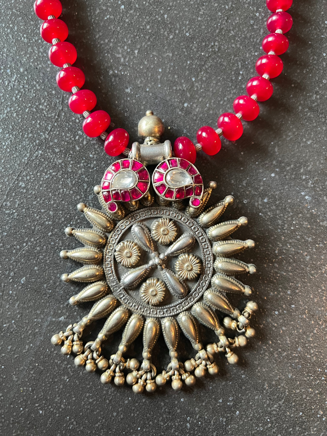 Red Onyx Pure 925 Silver Pendant Necklace