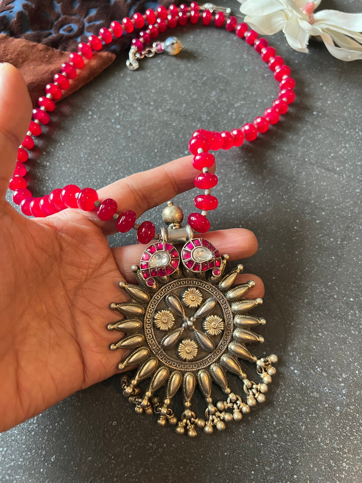 Red Onyx Pure 925 Silver Pendant Necklace