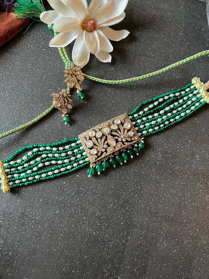 Victorian Kundan Choker with Earrings