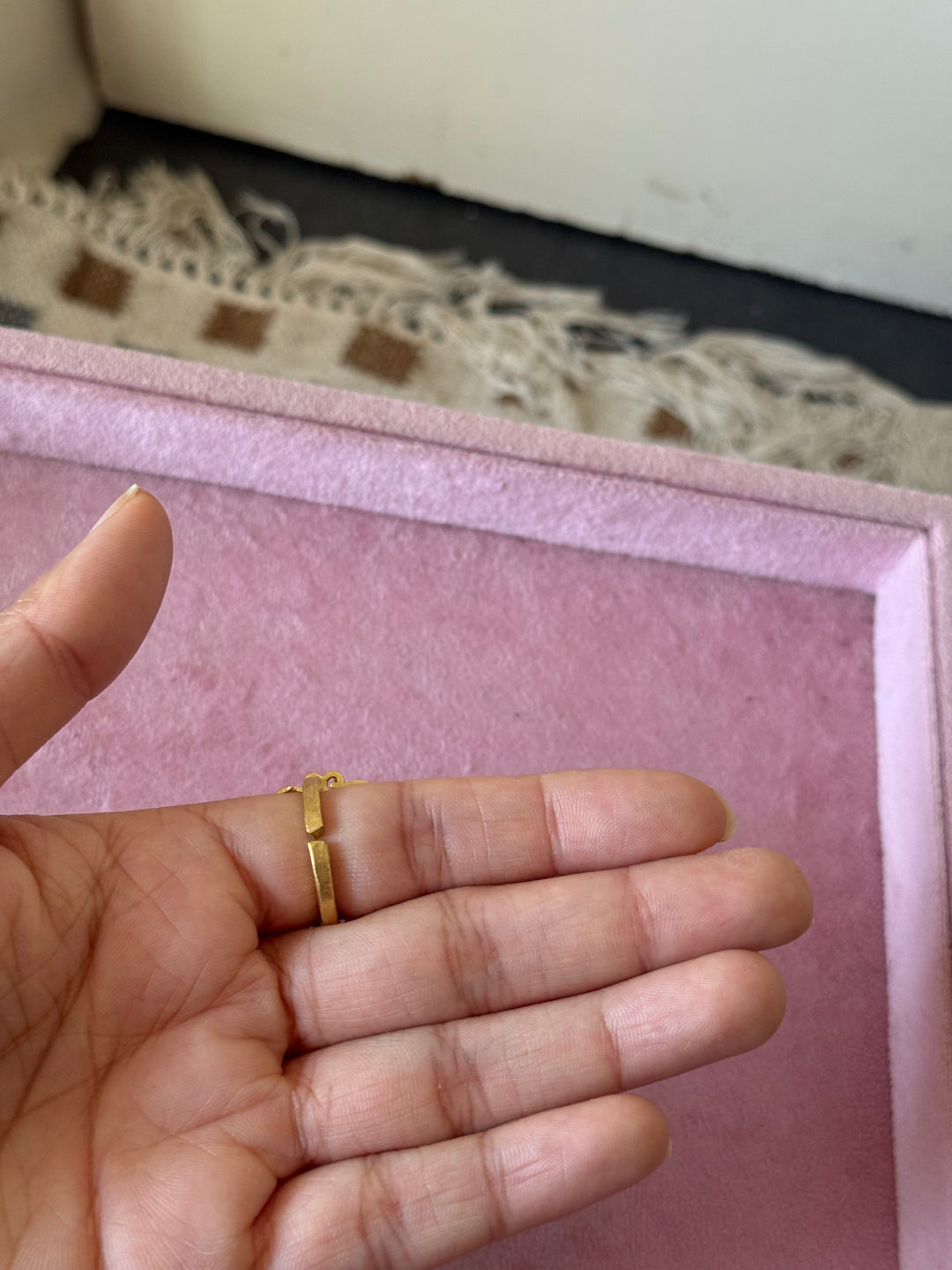 Natural Labradorite Brass Ring