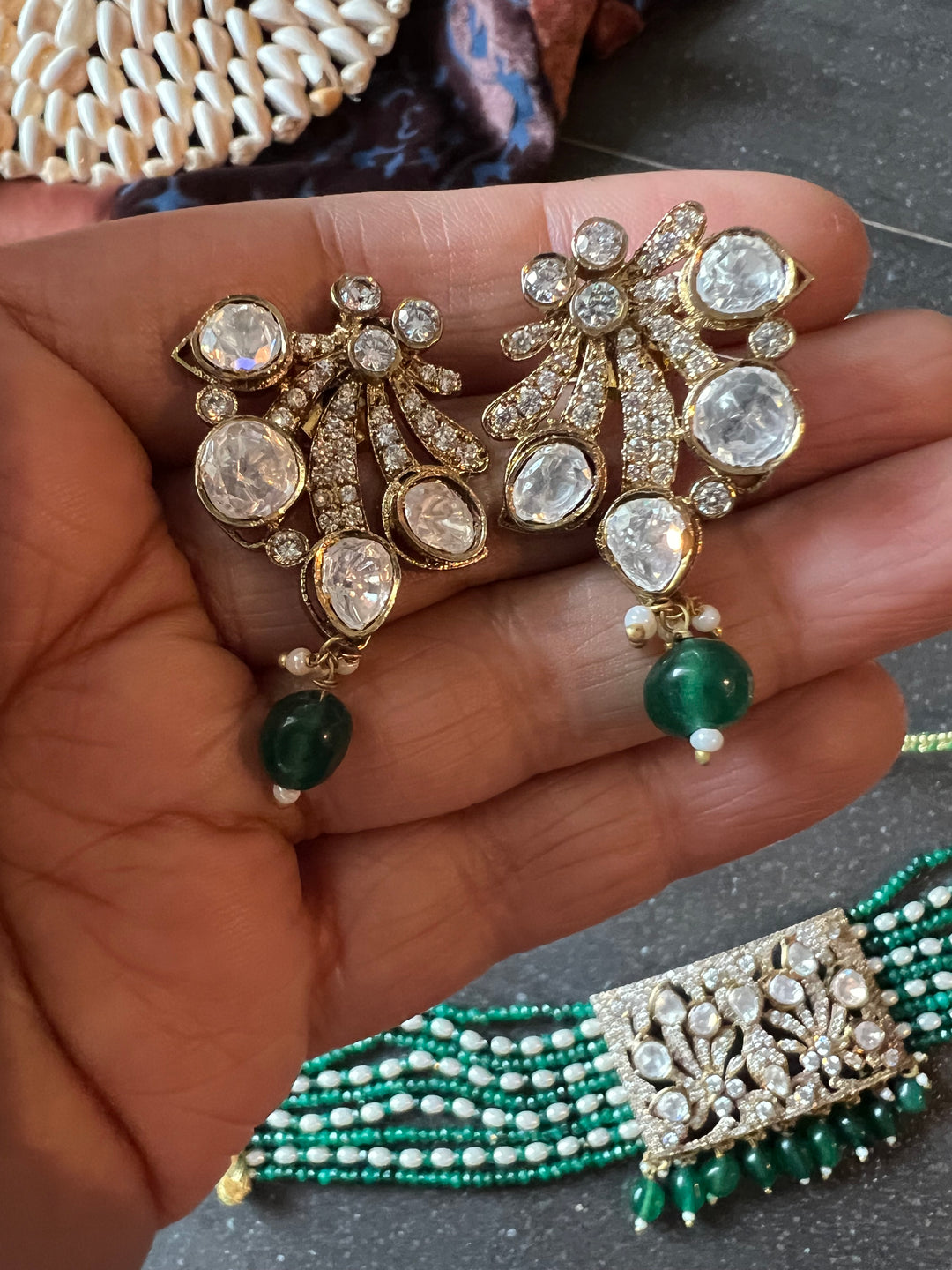 Victorian Kundan Choker with Earrings