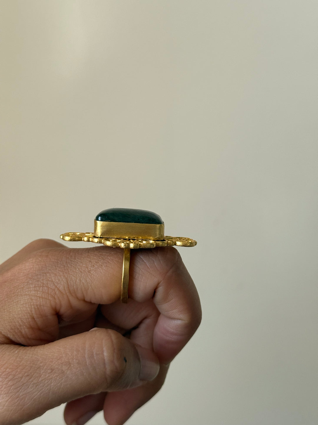 Natural Labradorite Brass Ring