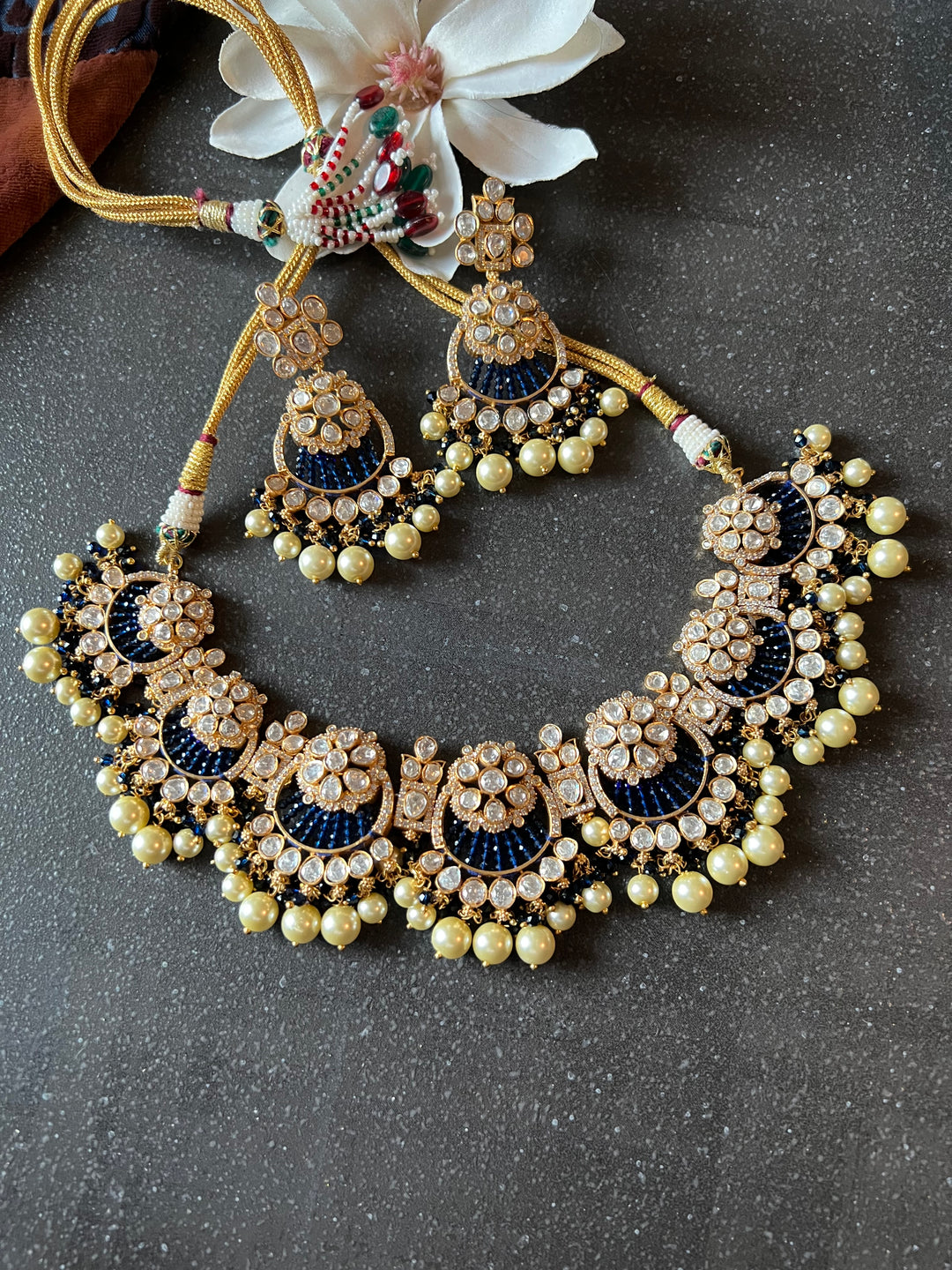 Victorian Kundan Necklace with Earrings