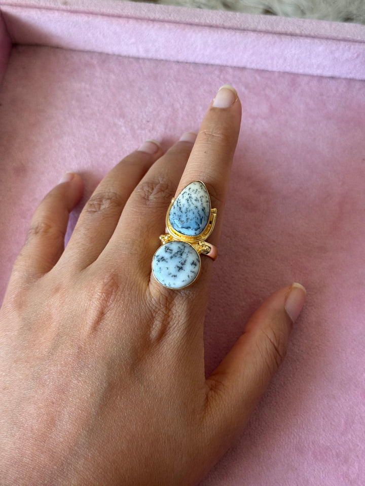 Dendritic Agate Brass Ring