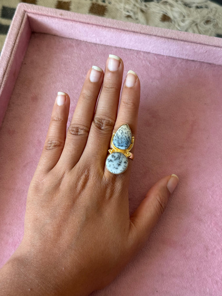 Dendritic Agate Brass Ring