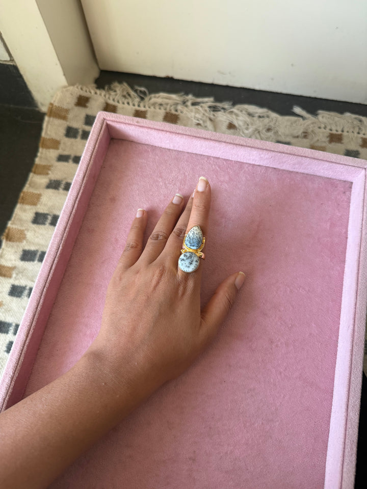 Dendritic Agate Brass Ring