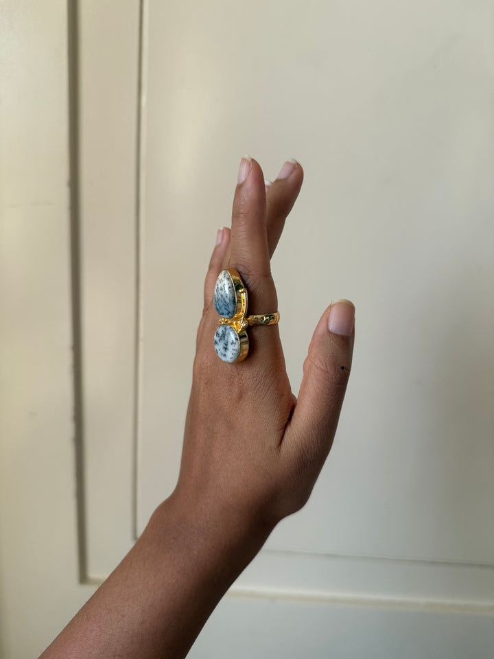 Dendritic Agate Brass Ring