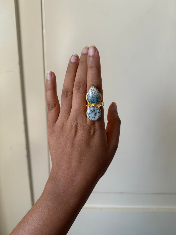 Dendritic Agate Brass Ring