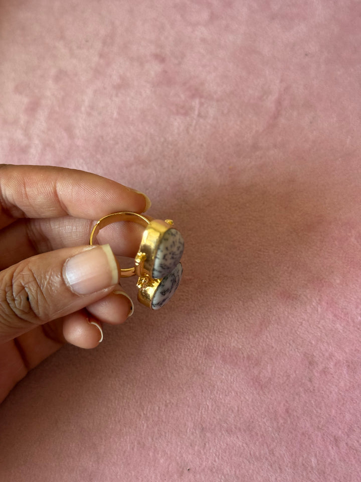 Dendritic Agate Brass Ring