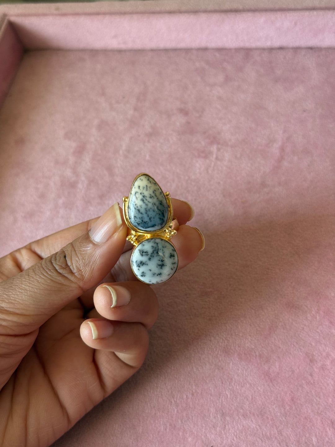 Dendritic Agate Brass Ring