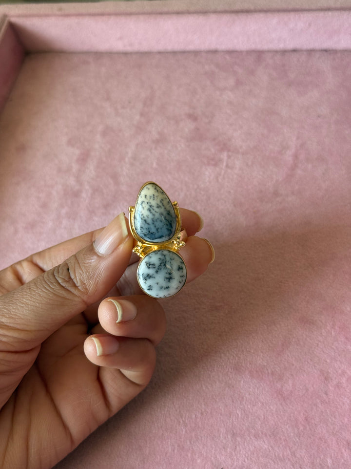 Dendritic Agate Brass Ring