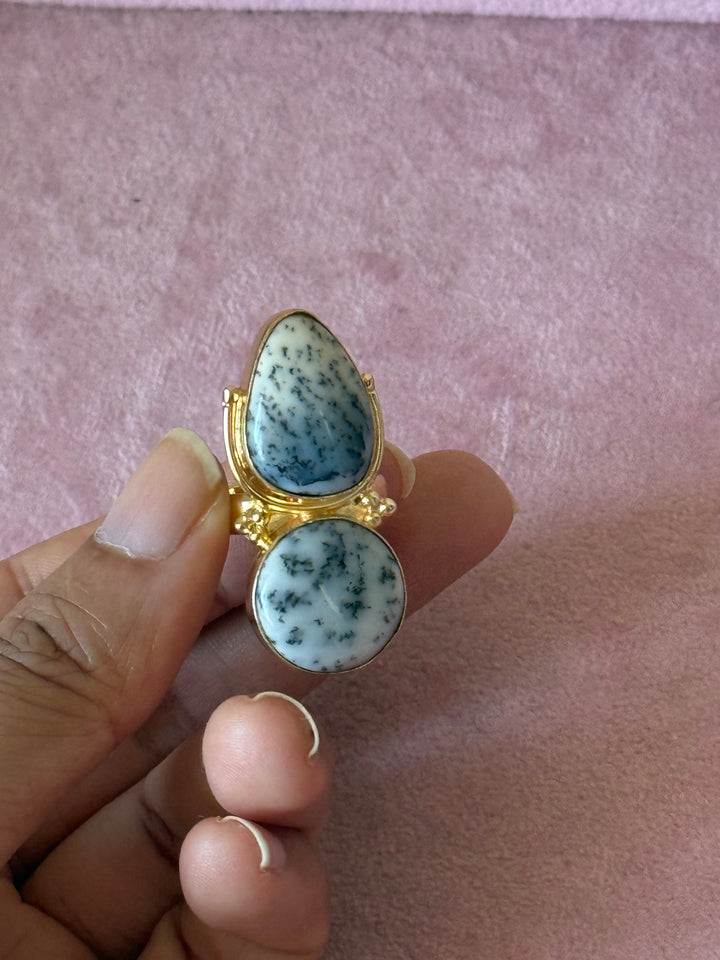 Dendritic Agate Brass Ring