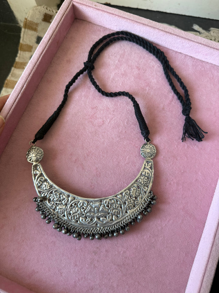 Oxidized Brass Antique Choker Necklace, Adjustable String