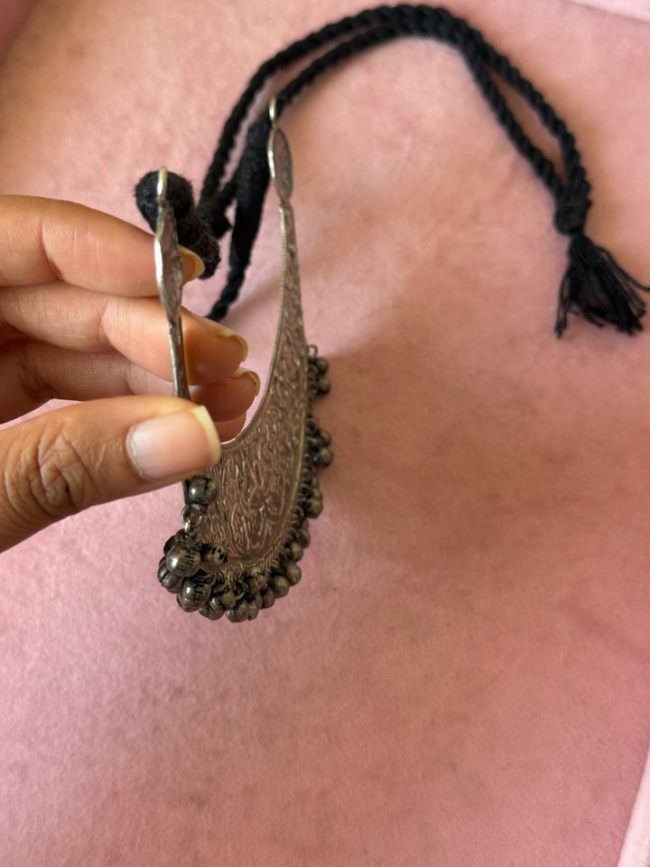 Oxidized Brass Antique Choker Necklace, Adjustable String