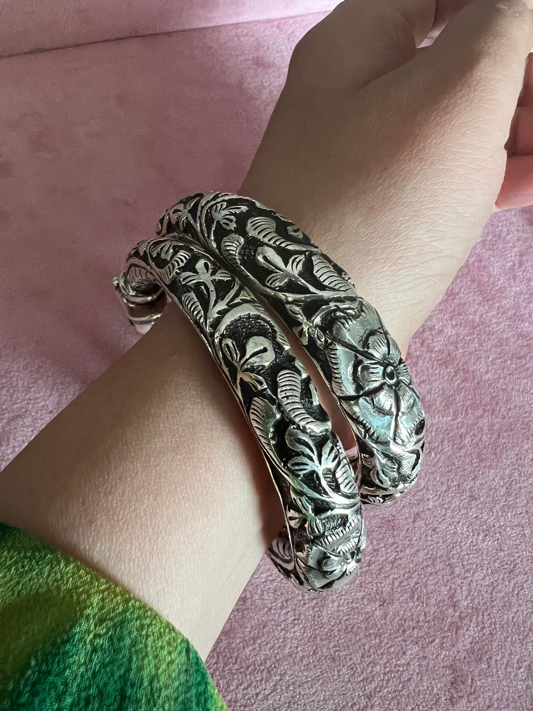 Radiant 925 Silver Kada Set with Majestic Lion Face