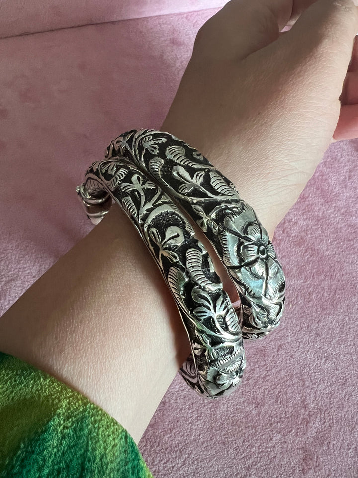 Radiant 925 Silver Kada Set with Majestic Lion Face