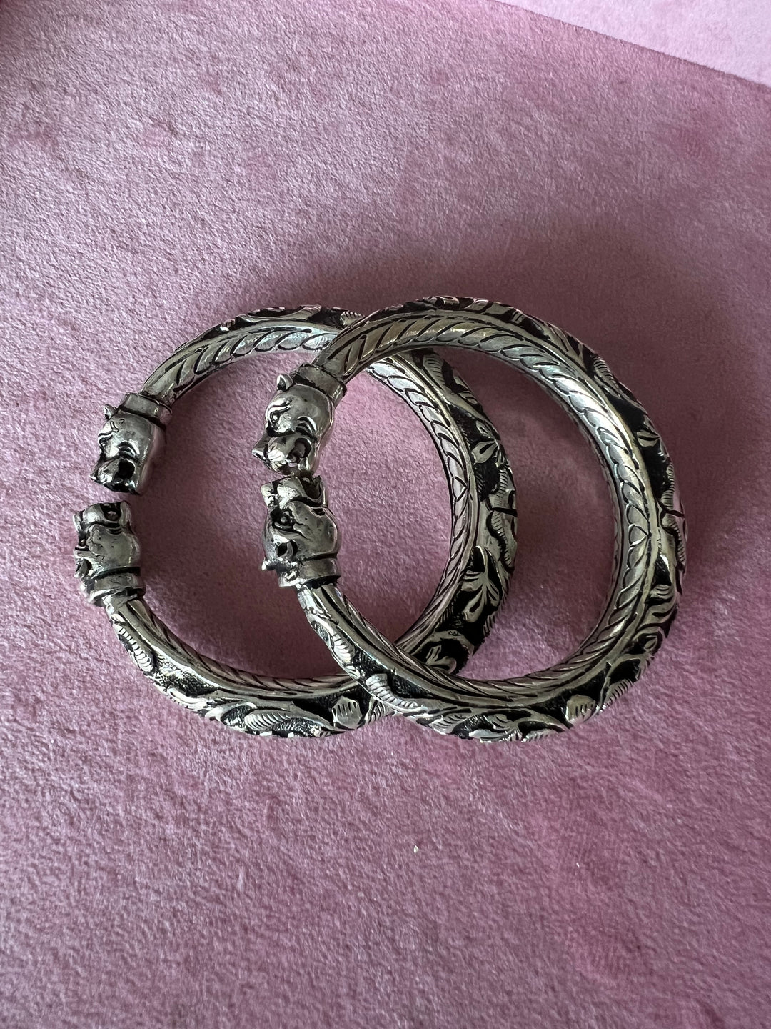 Radiant 925 Silver Kada Set with Majestic Lion Face