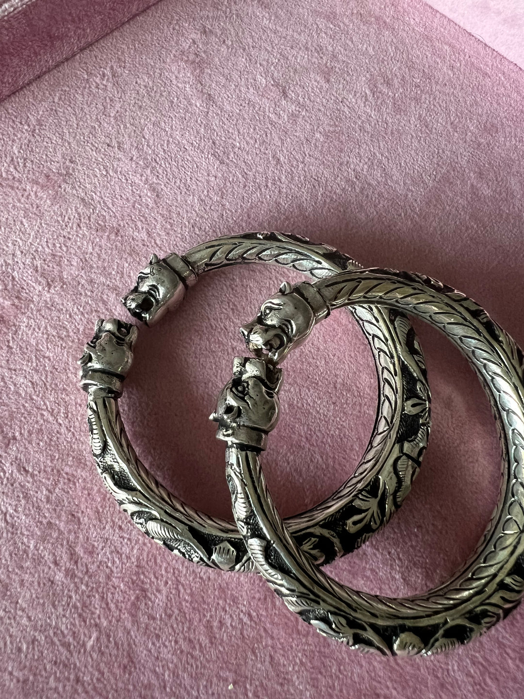 Radiant 925 Silver Kada Set with Majestic Lion Face