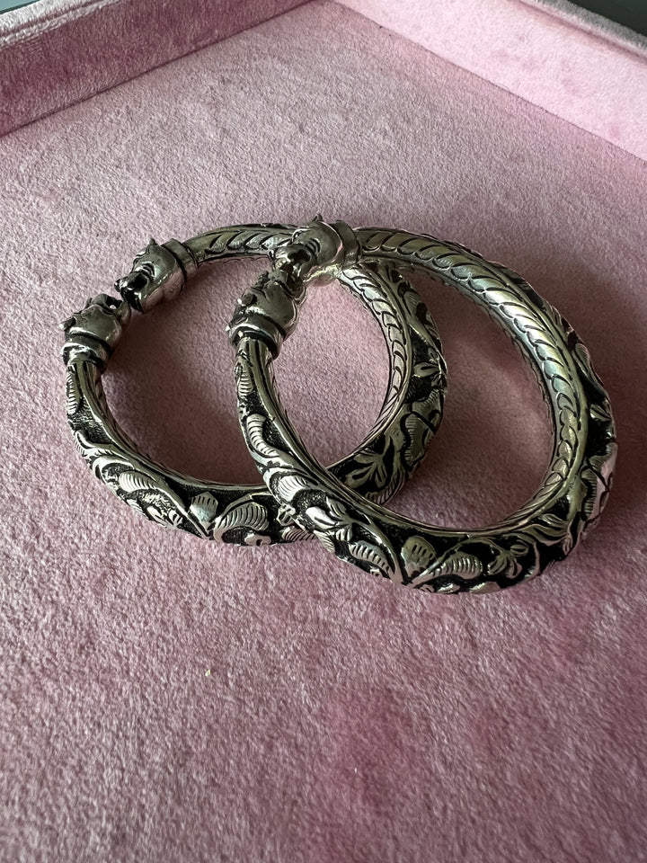 Radiant 925 Silver Kada Set with Majestic Lion Face