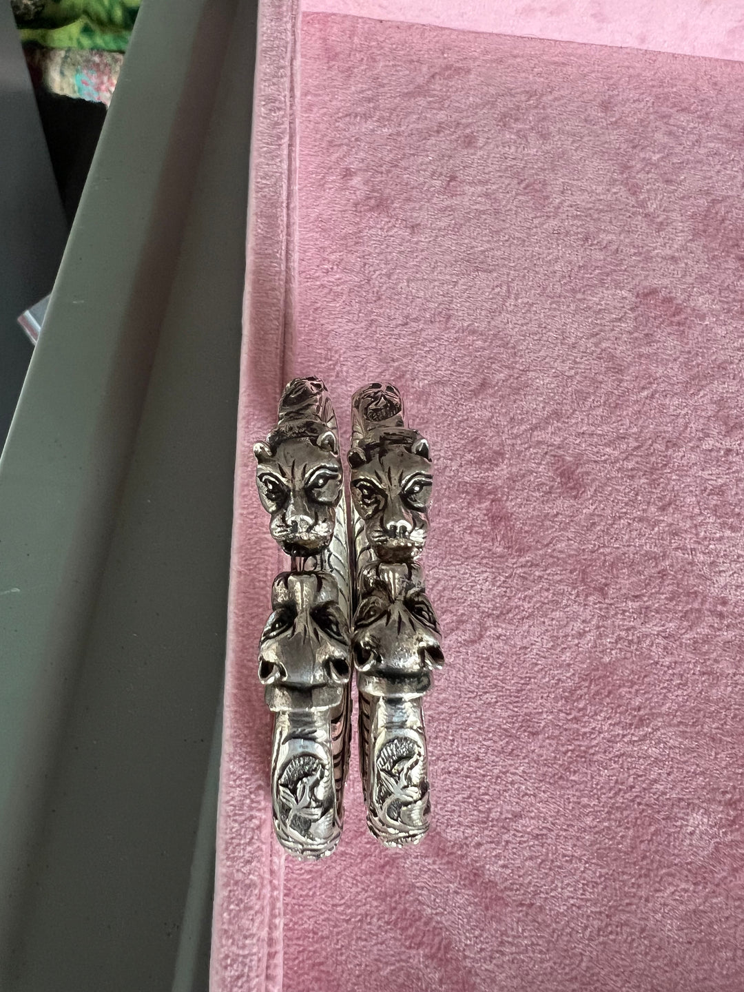 Radiant 925 Silver Kada Set with Majestic Lion Face