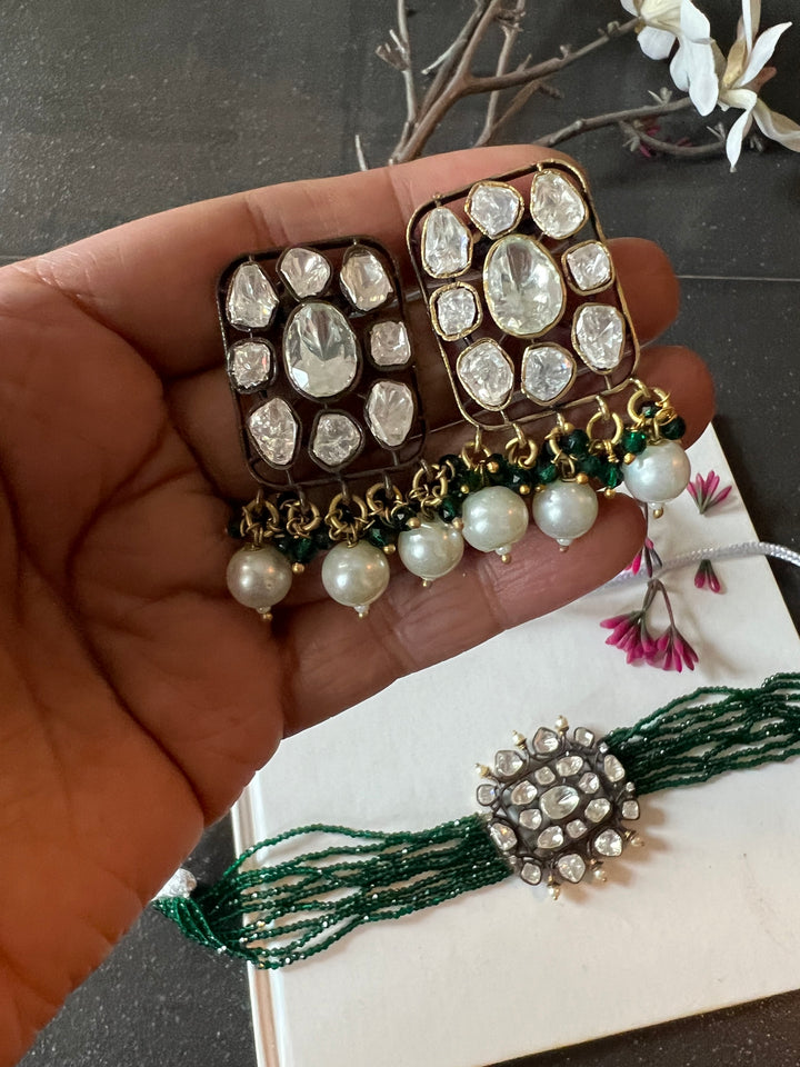 Victorian Kundan Choker with Earrings