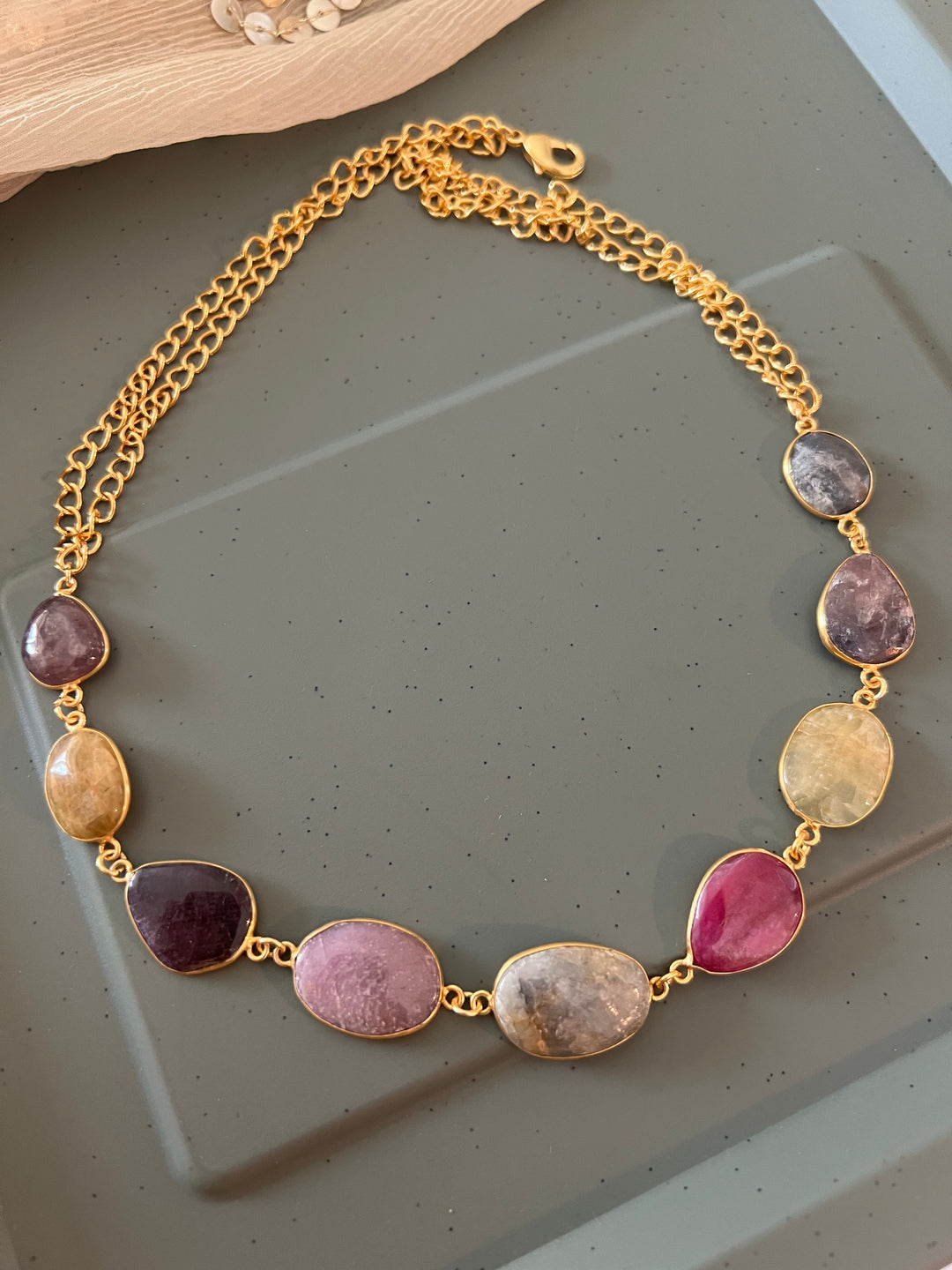 Statement Natural Multi Sapphire Necklace