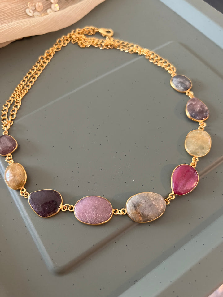 Statement Natural Multi Sapphire Necklace