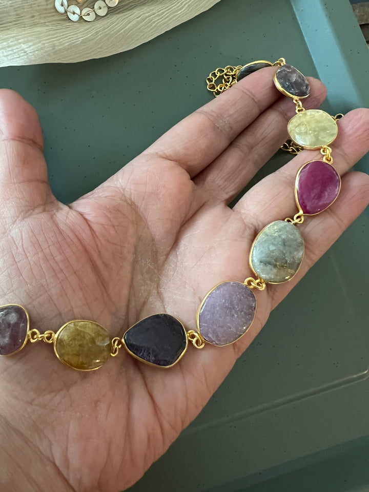 Statement Natural Multi Sapphire Necklace