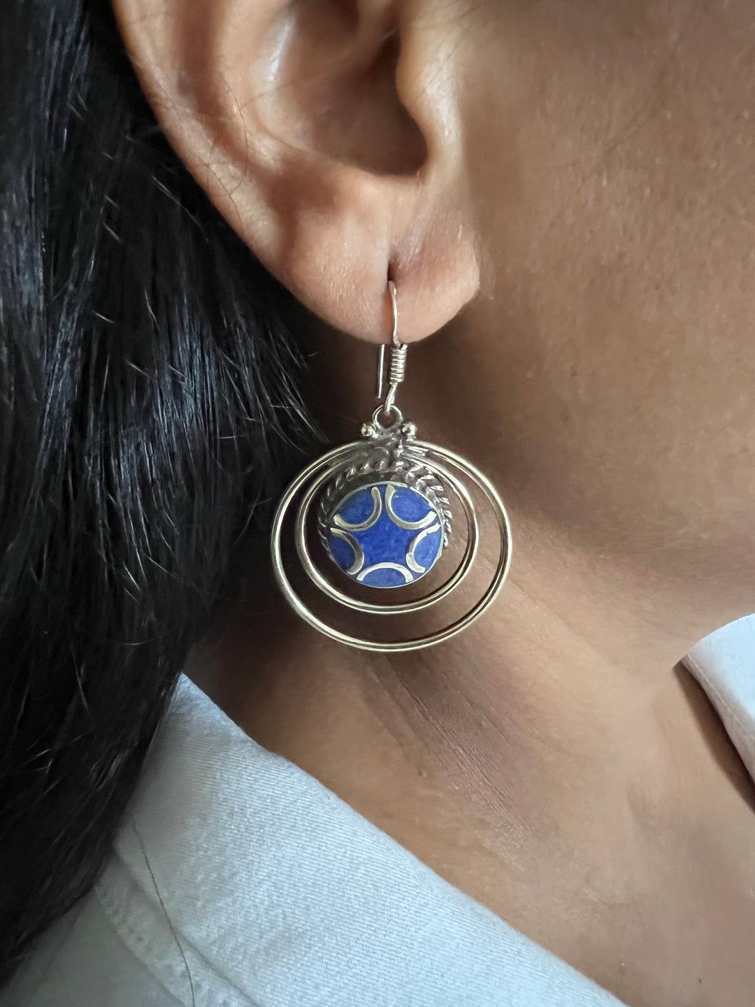 Spiral Lapis Blue Danglers