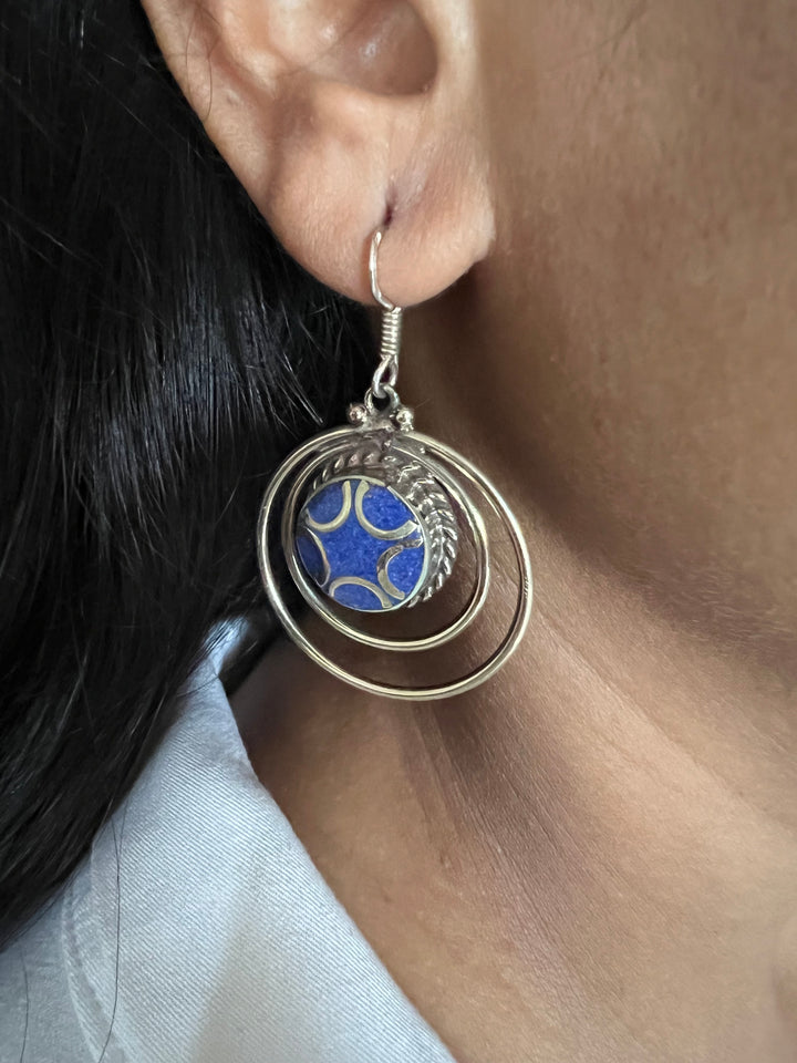 Spiral Lapis Blue Danglers