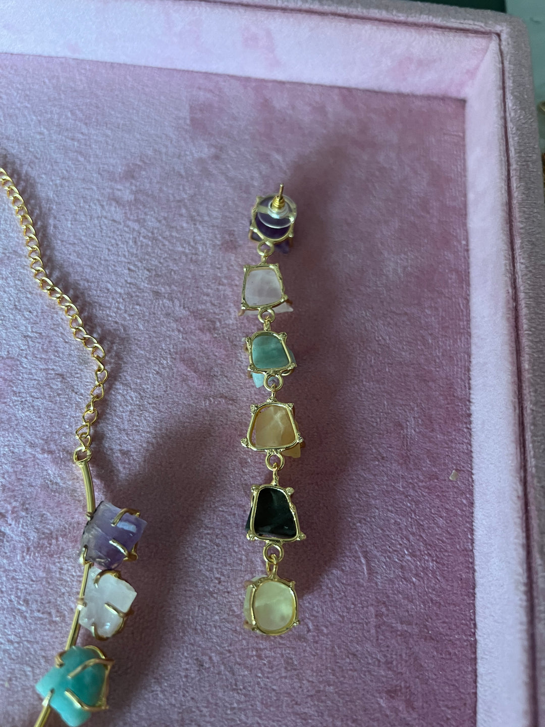 Ethereal Elegance: Handcrafted Natural Stone Necklace Set with Exclusive Earrings