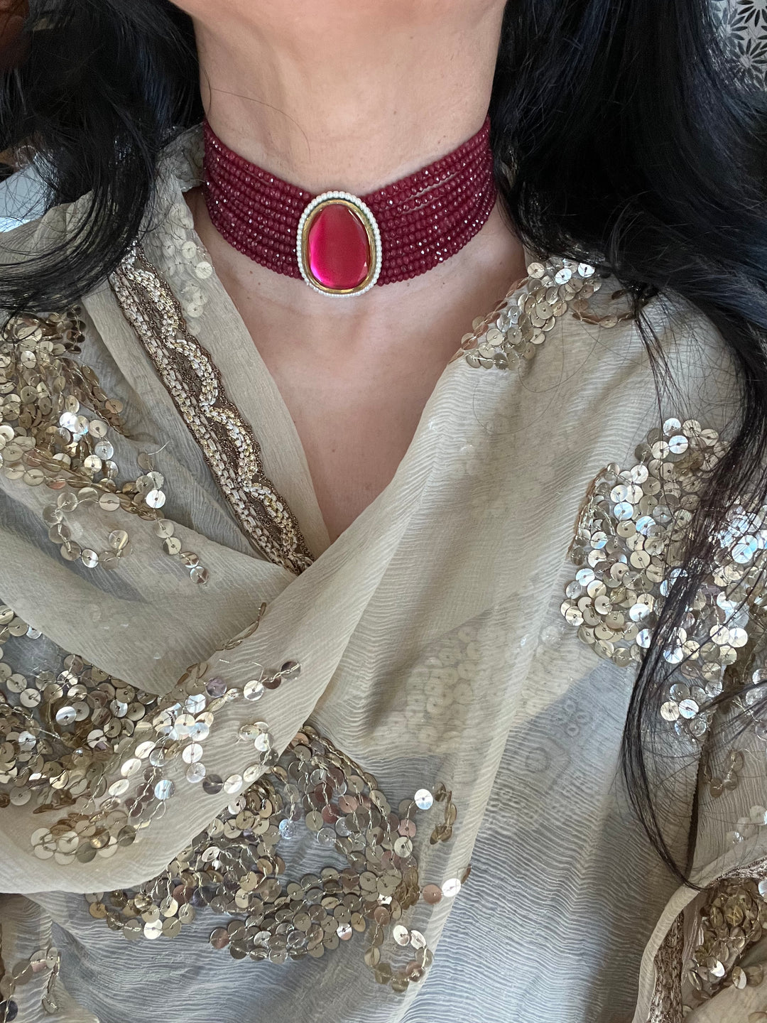 Gorgeous Stone choker with studs